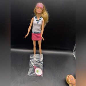 Barbie You Can Be Anything Blonde Career Tennis Player W/Visor, Racket, Ball